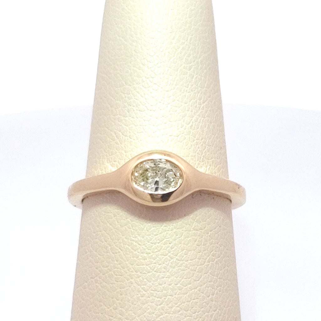 Oval Diamond Bezel Ring