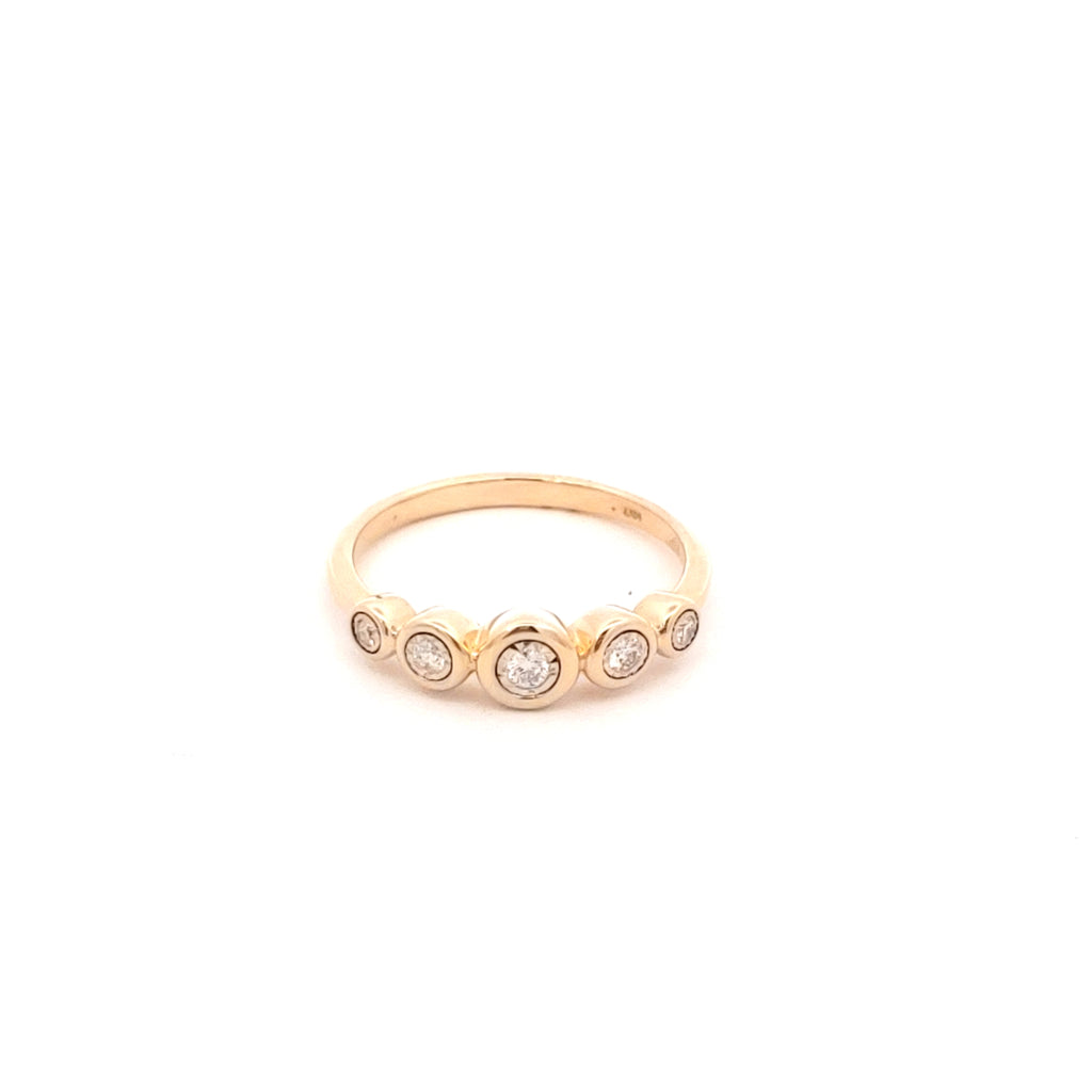 Five Diamond Bezel Set Ring