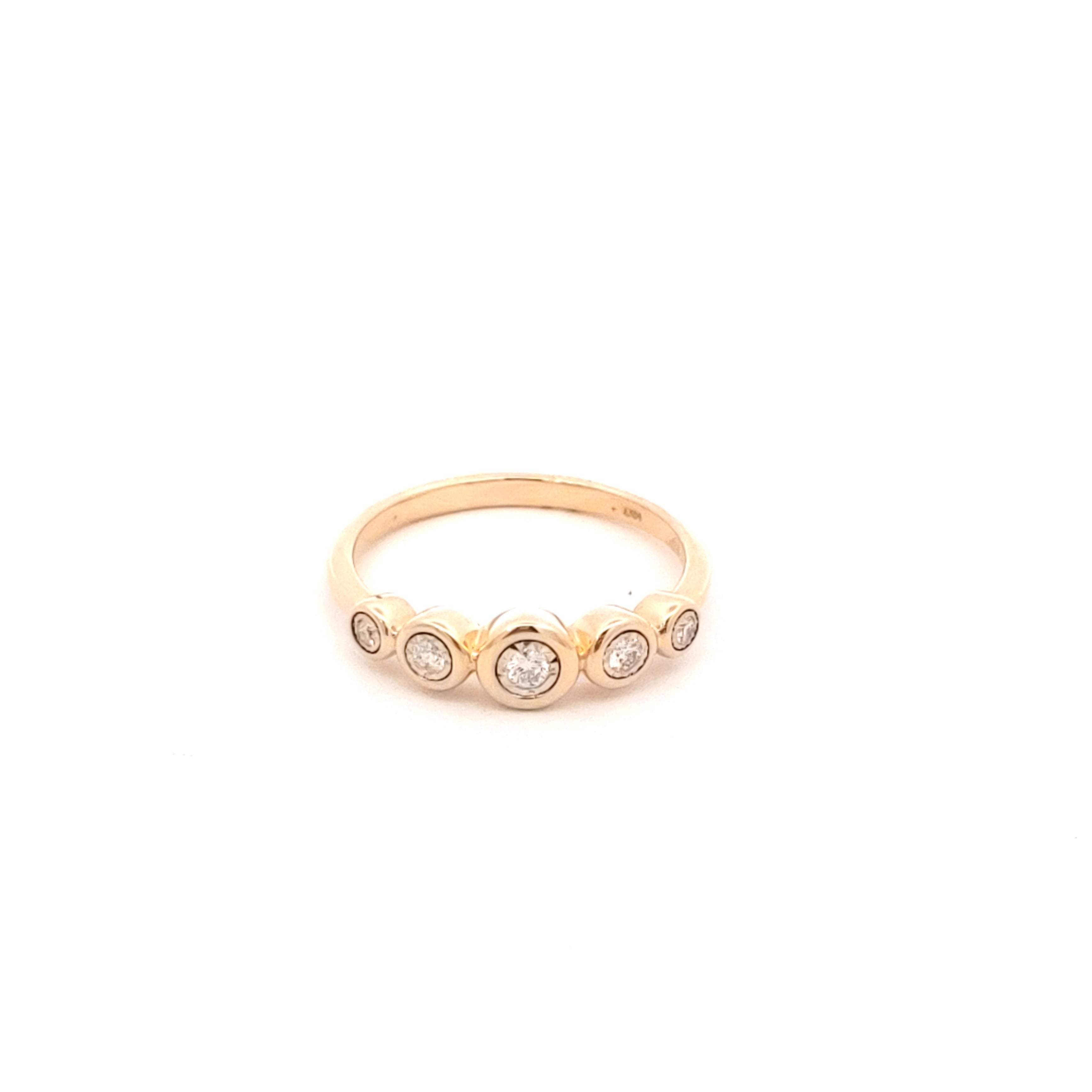 Five Diamond Bezel Set Ring