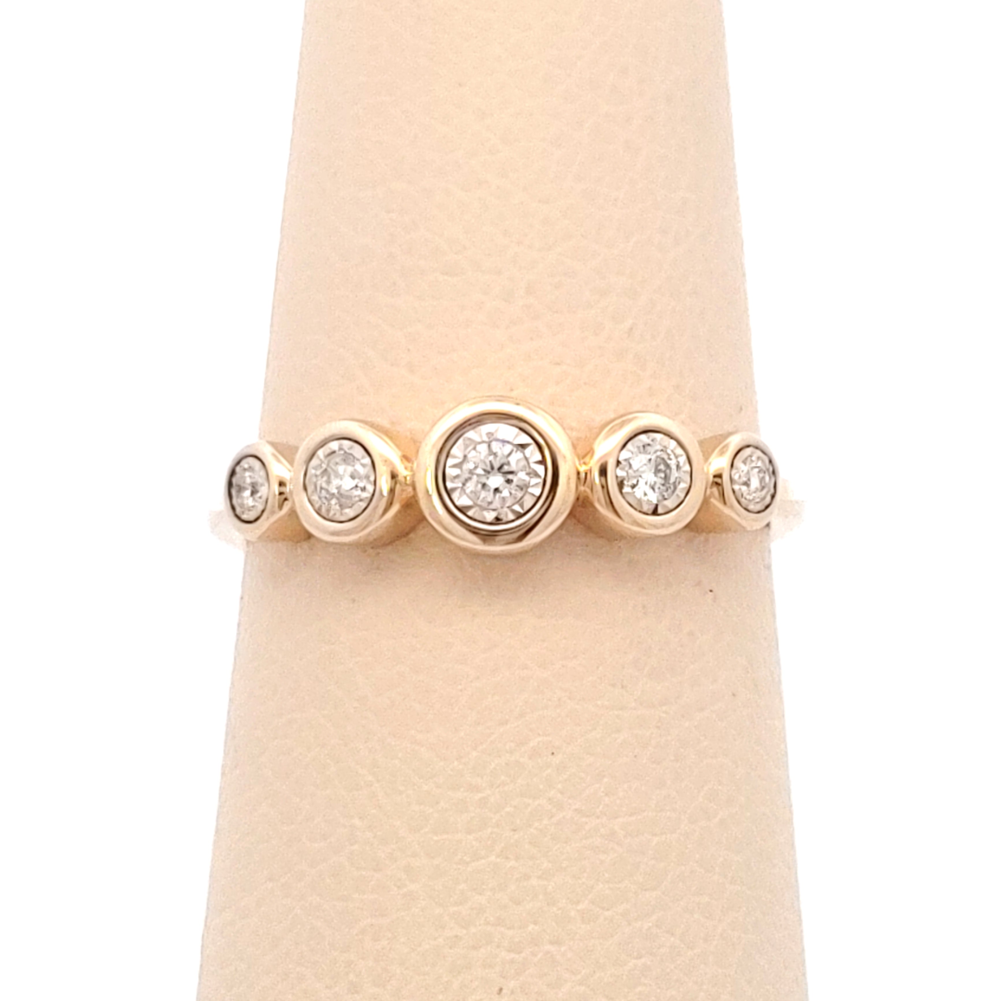 Five Diamond Bezel Set Ring