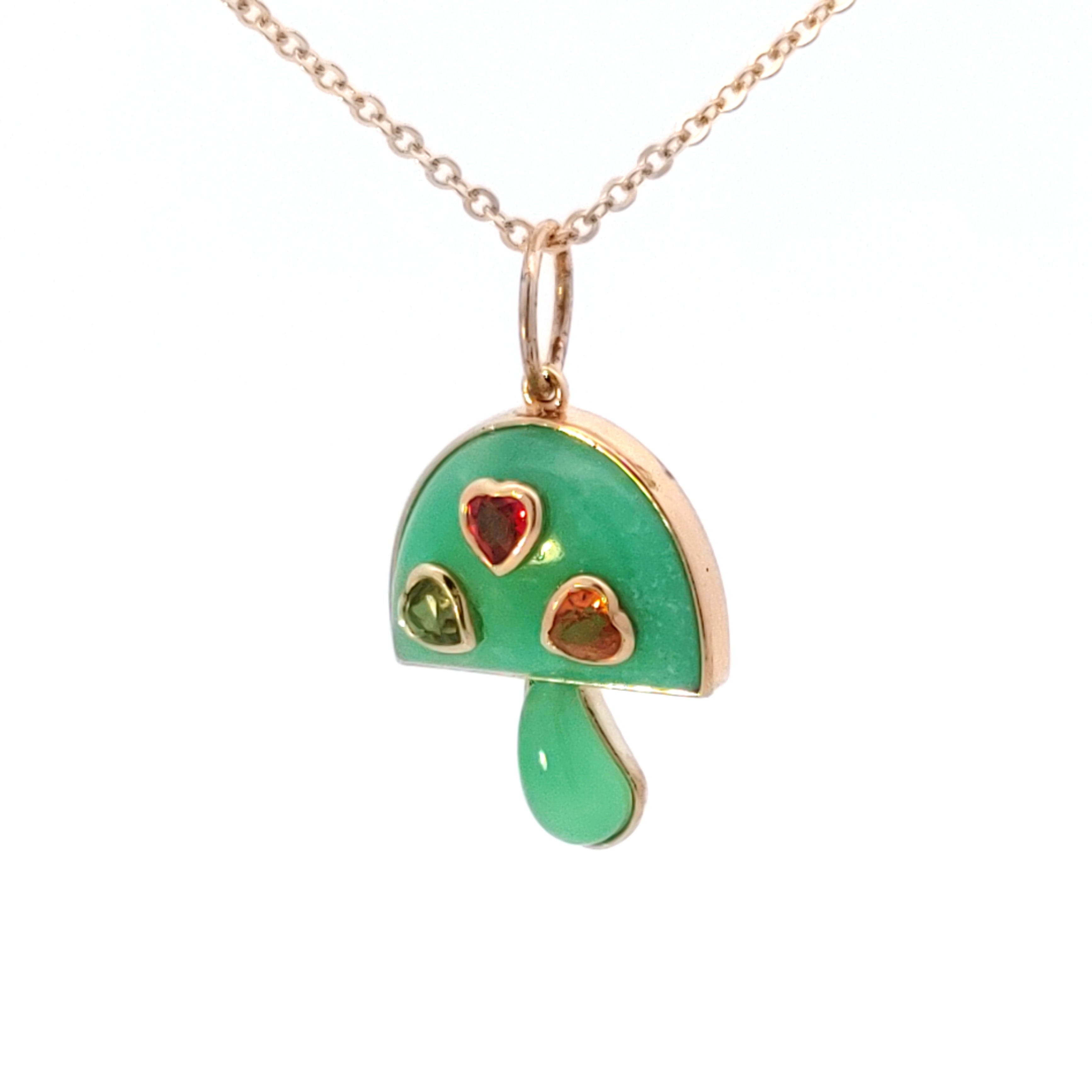Chrysoprase and Sapphire Mushroom Charm