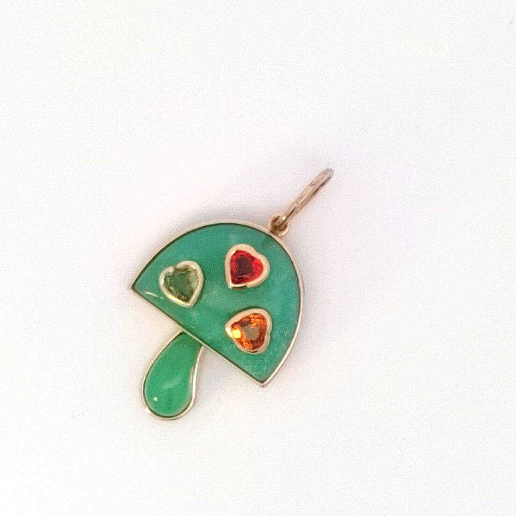 Chrysoprase and Sapphire Mushroom Charm