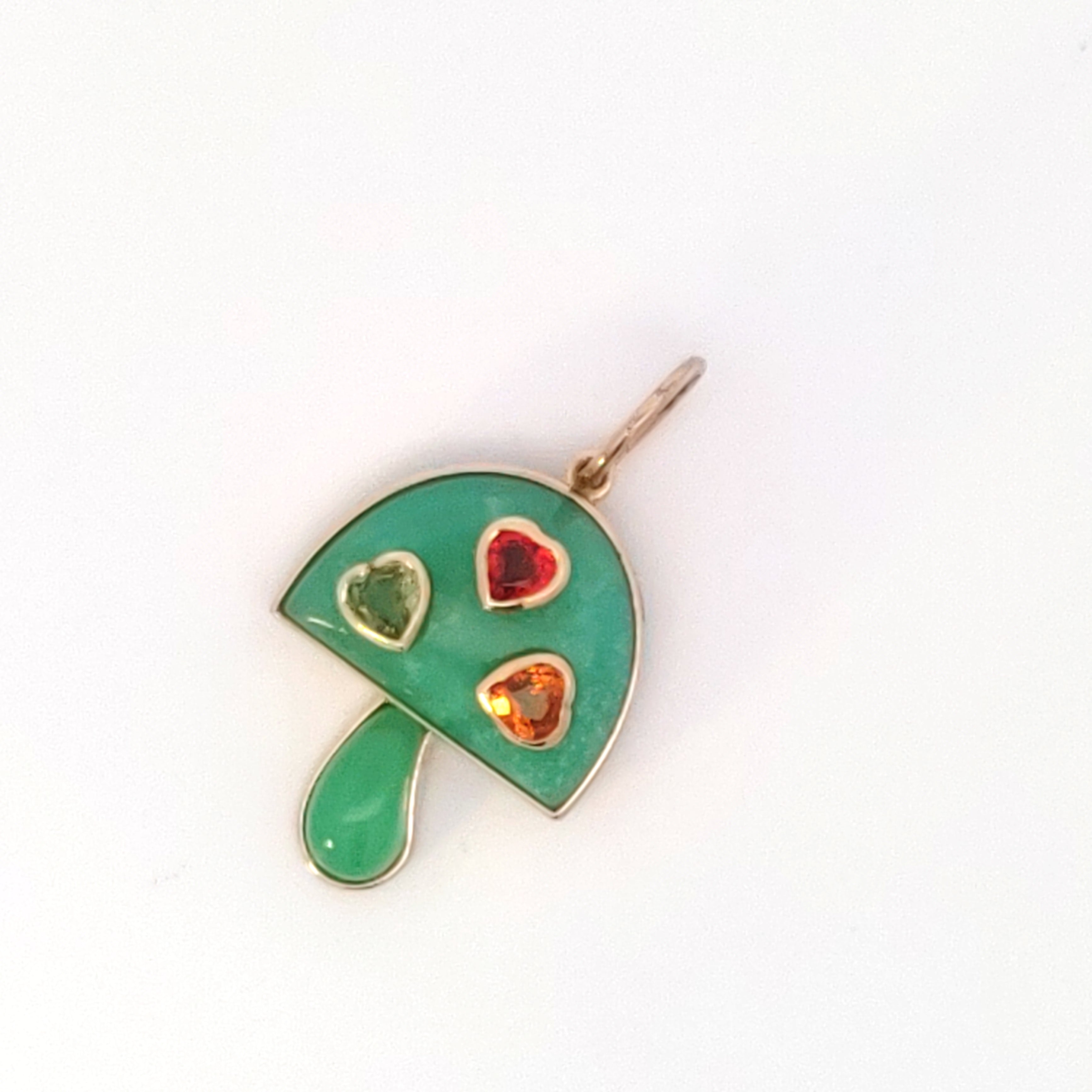 Chrysoprase and Sapphire Mushroom Charm
