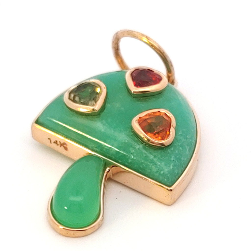 Chrysoprase and Sapphire Mushroom Charm
