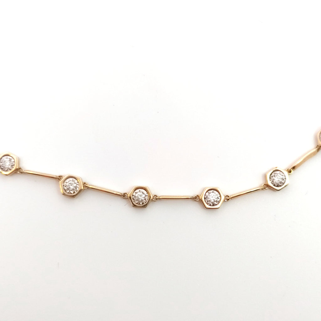 Hexagon Bezel Diamond Station Necklace