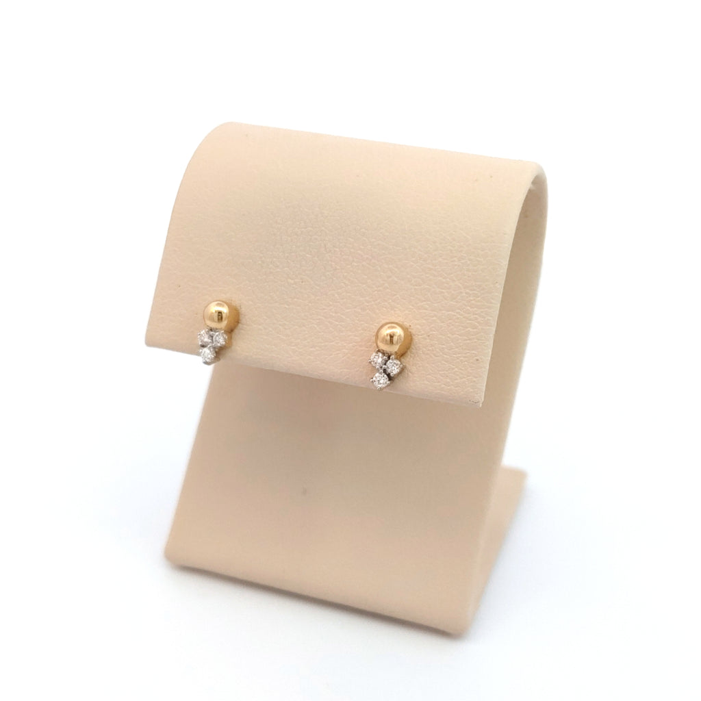 Three Diamond Ball Post Studs