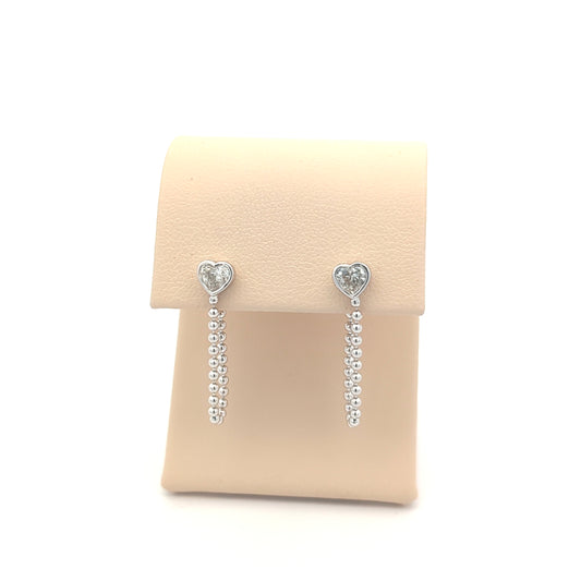 Bezel Diamond Heart Chain Huggies