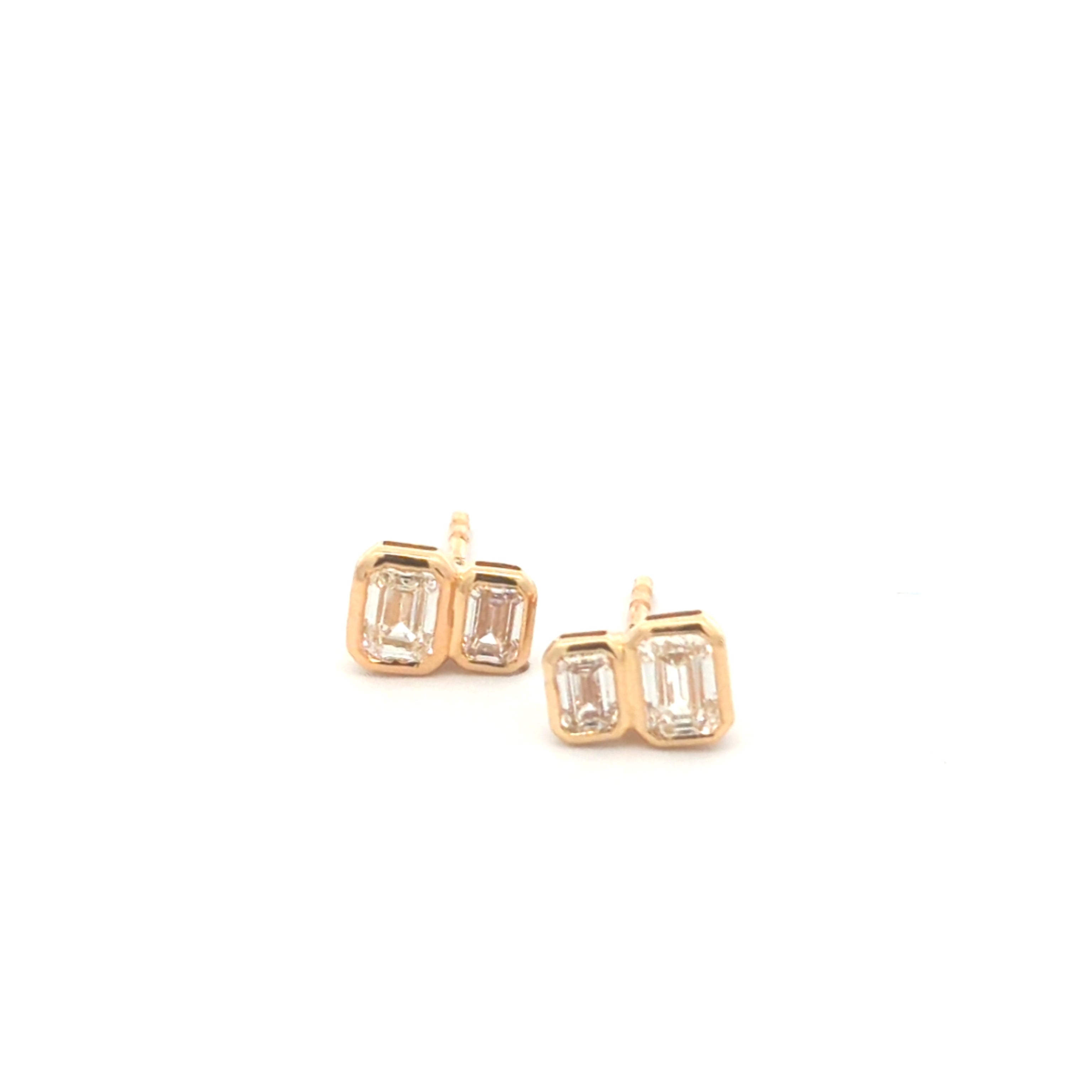 Emerald Cut Bezel Cluster Studs
