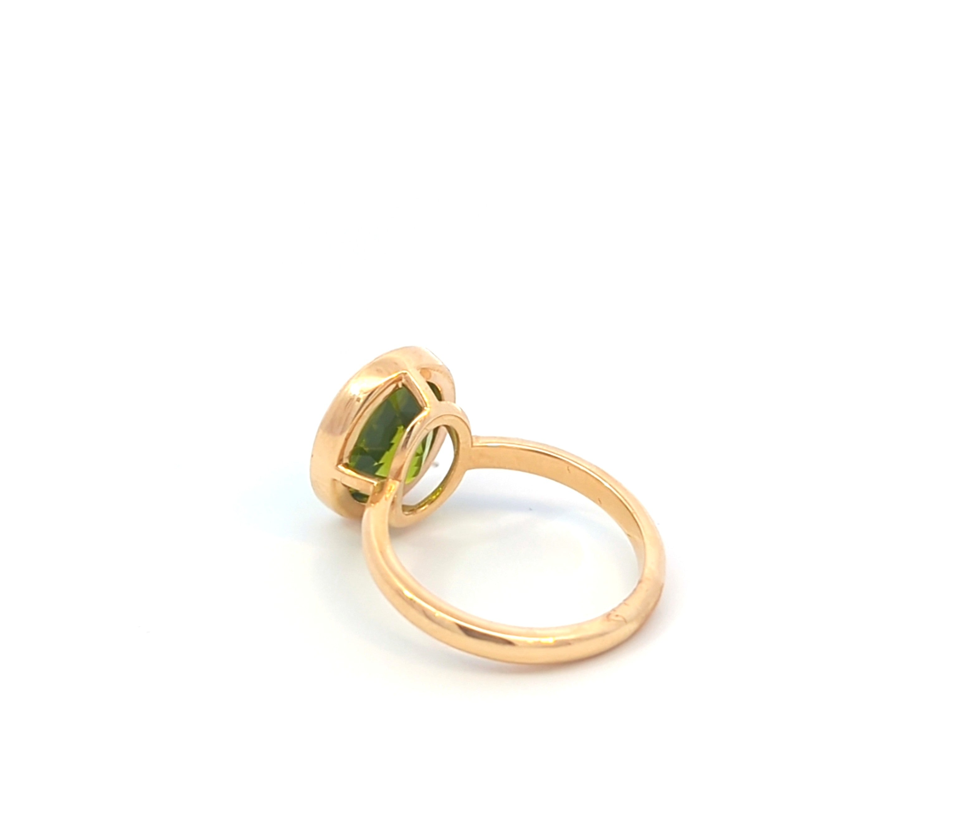 Oval Peridot Bezel Ring