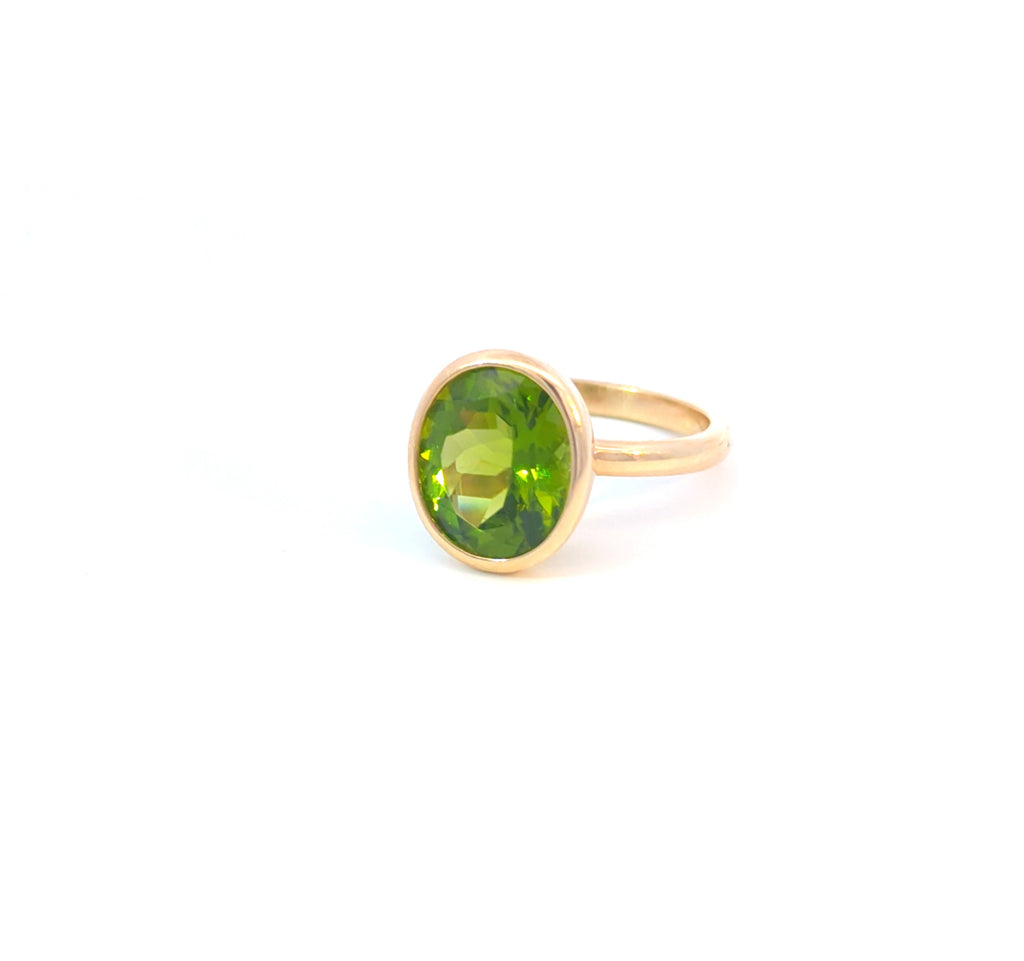 Oval Peridot Bezel Ring