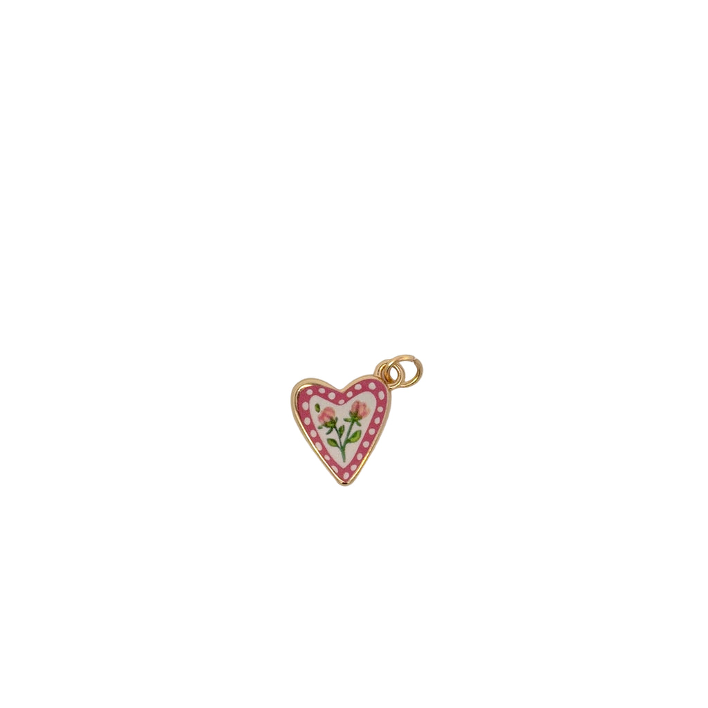 Flower Ceramic Heart Charm