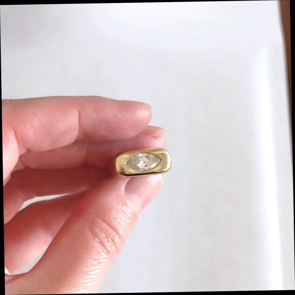 Marquise Inlay Pinky Ring