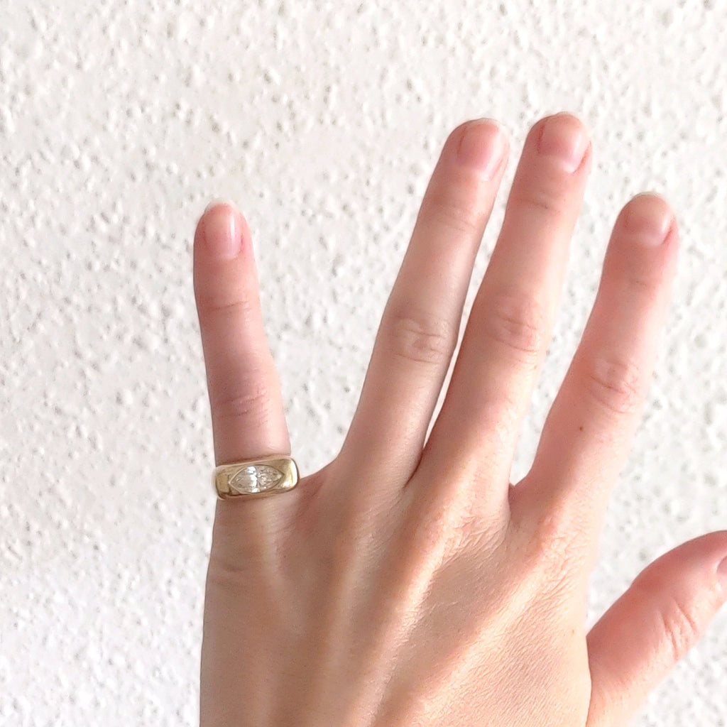 Marquise Inlay Pinky Ring