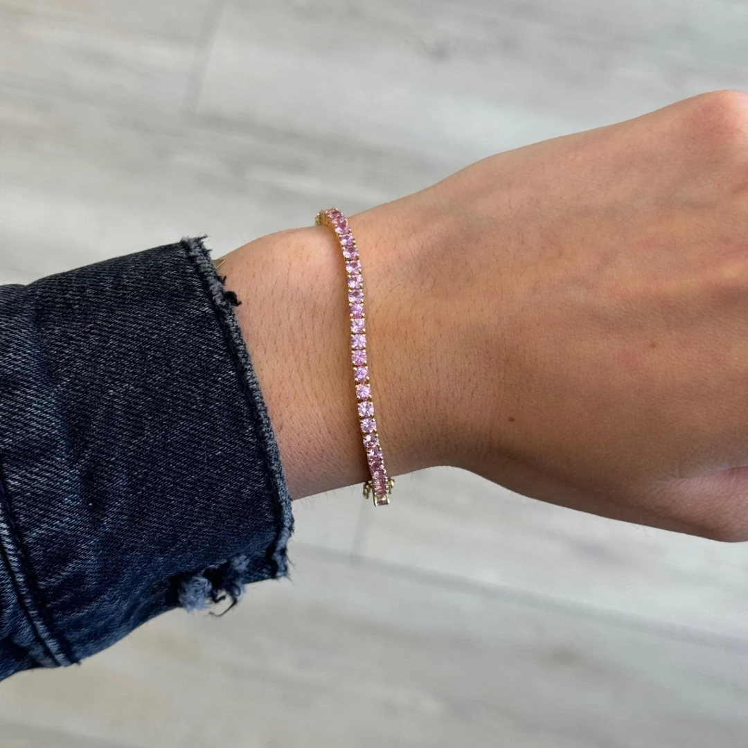 Pink Sapphire and Diamond Tennis Bracelet
