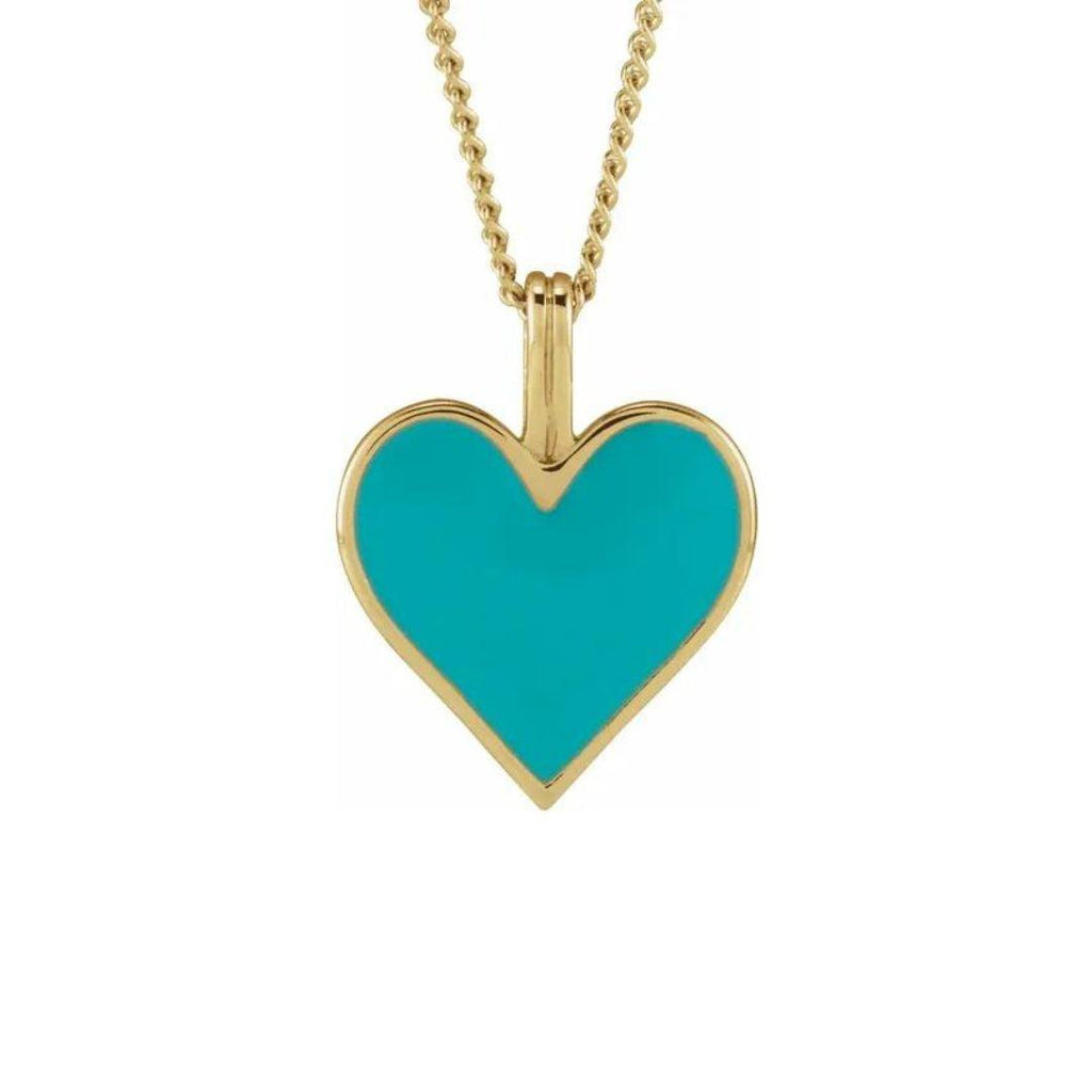 Turquoise Enamel Heart Necklace - Nashelle