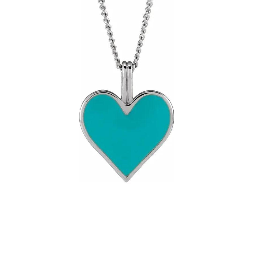 Turquoise Enamel Heart Necklace - Nashelle