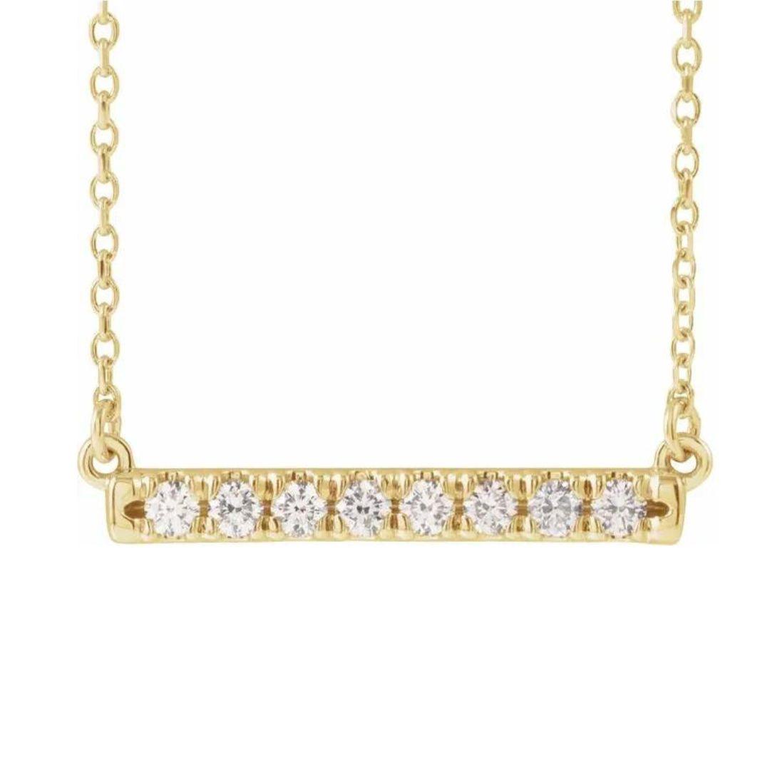 Diamond French-Set Bar Necklace - Nashelle