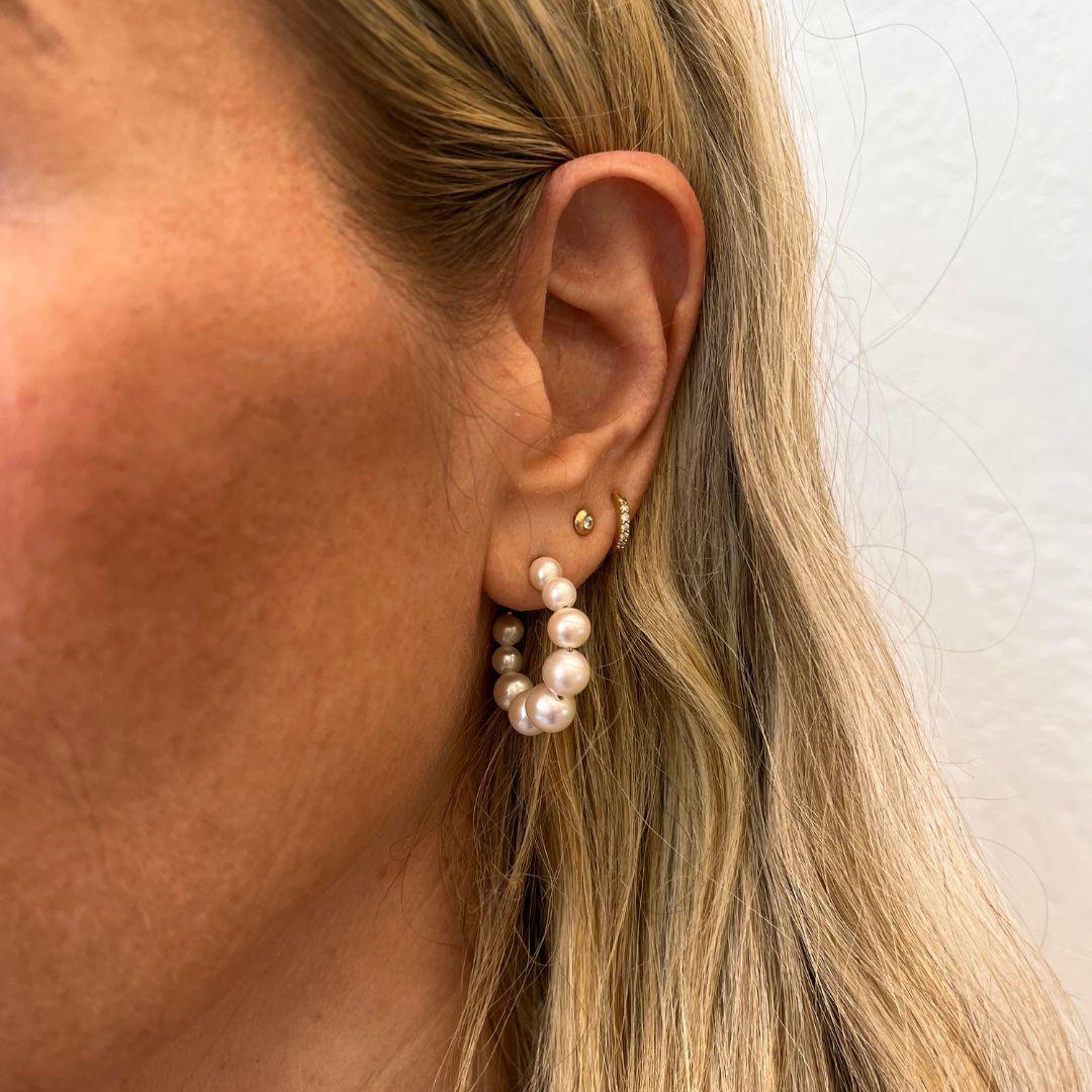 Graduated Pearl Hoops - Nashelle