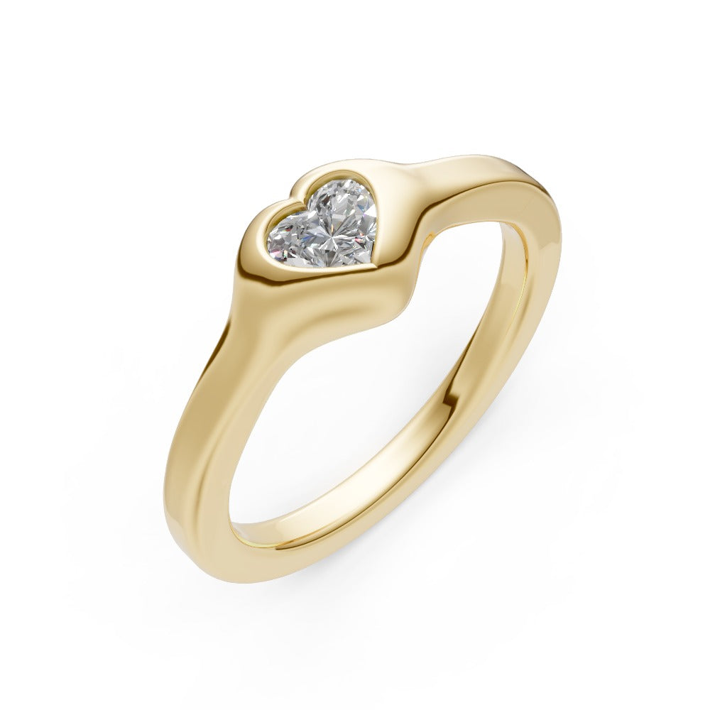 14K Gold Diamond Open-Shank Solitaire Ring
