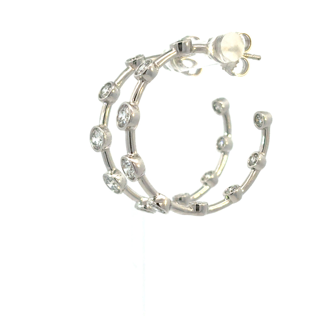 Bezel Set Diamond Hoops