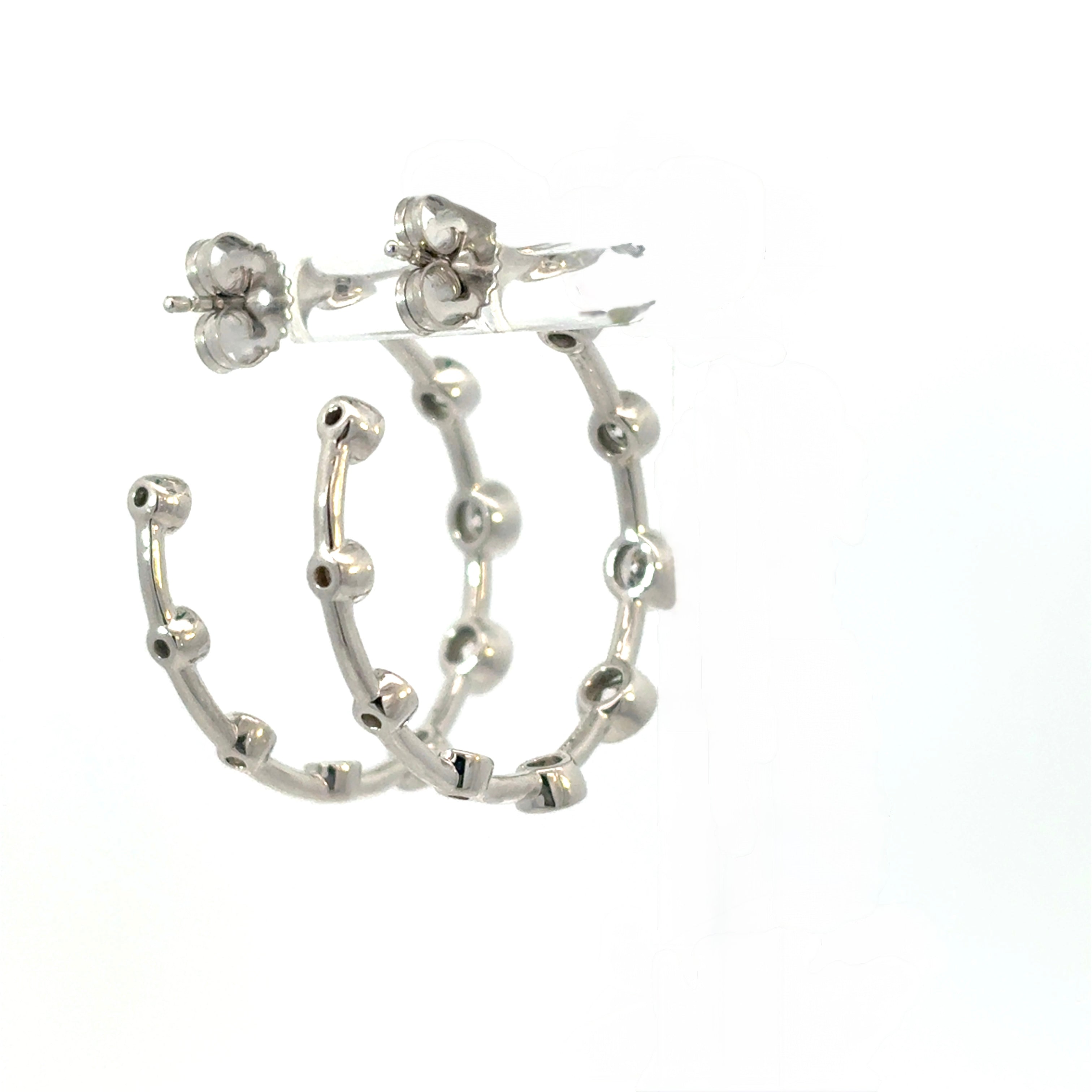 Bezel Set Diamond Hoops