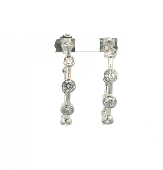 Bezel Set Diamond Hoops