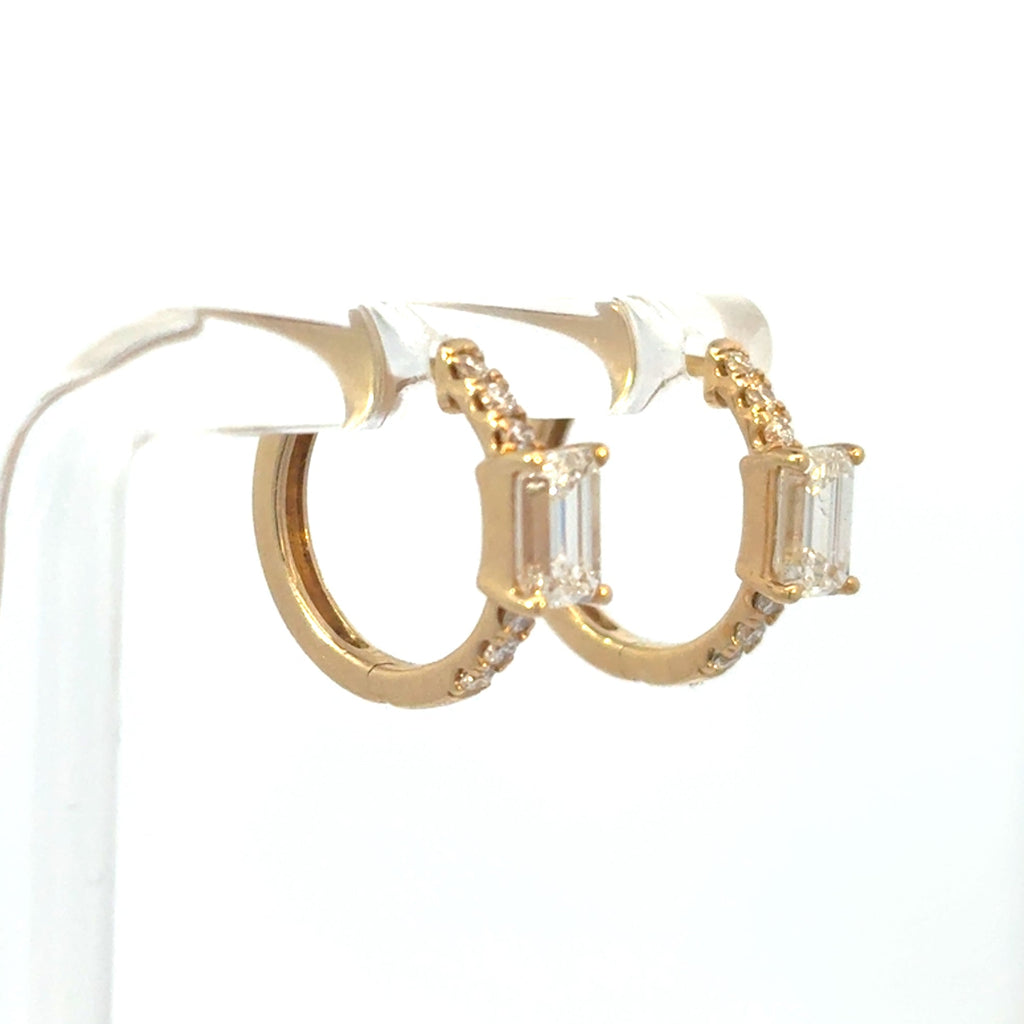 Emerald Cut Diamond Hoops