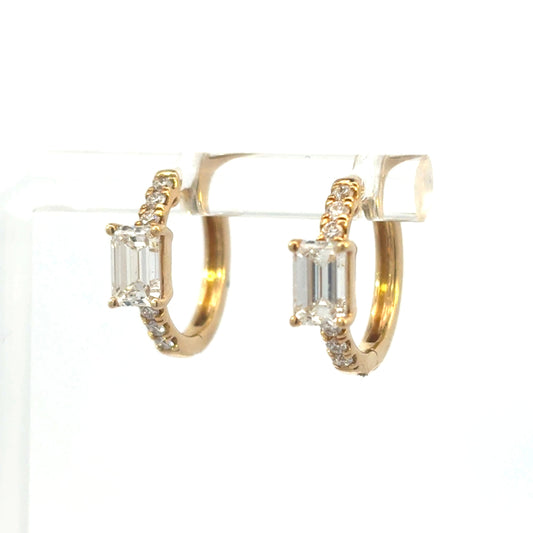 Emerald Cut Diamond Hoops