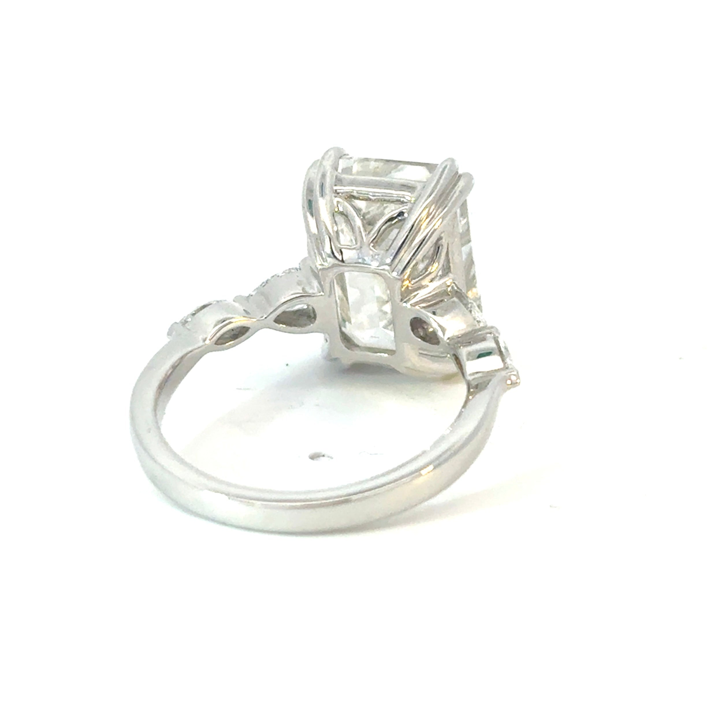 Emerald Cut Diamond Engagement Ring with Marquise & Pear Side Stones