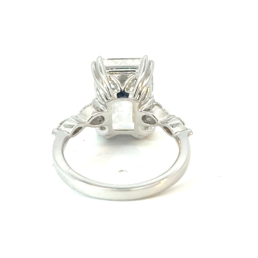 Emerald Cut Diamond Engagement Ring with Marquise & Pear Side Stones
