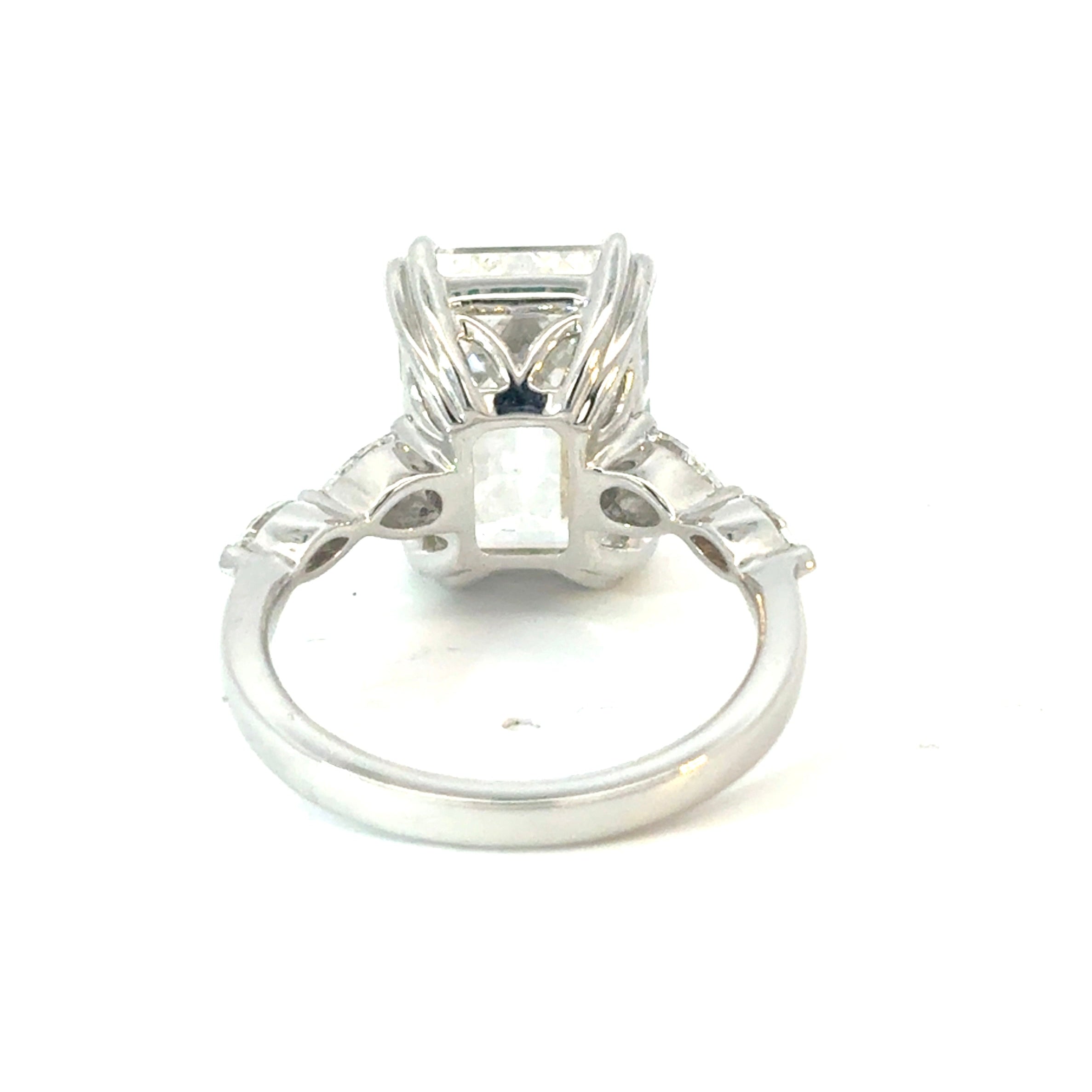 Emerald Cut Diamond Engagement Ring with Marquise & Pear Side Stones