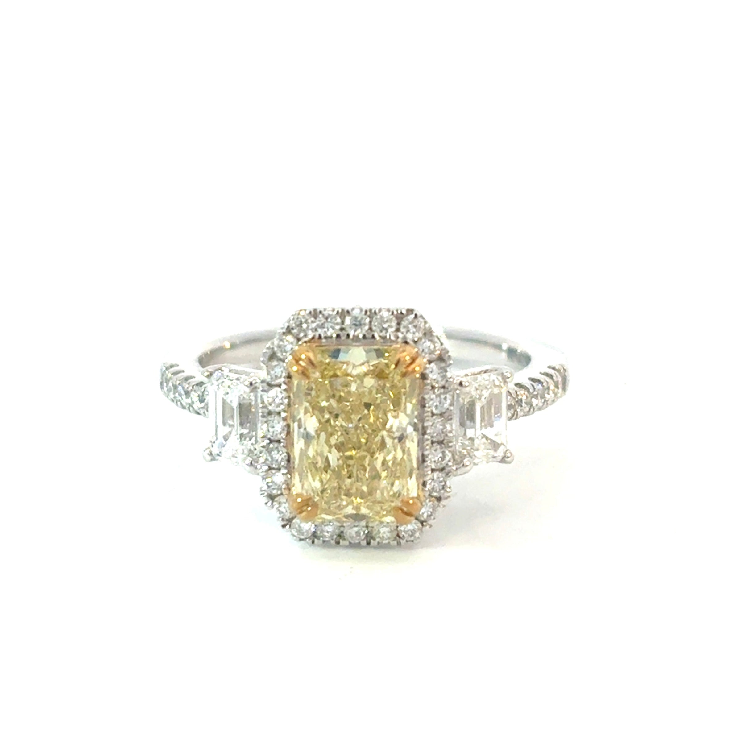 Yellow Emerald Cut Diamond Engagement Ring