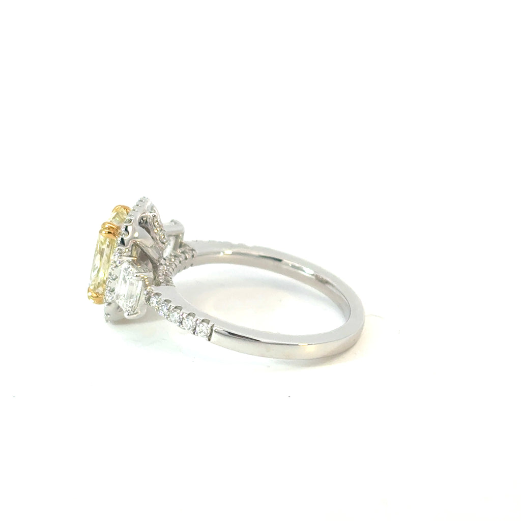 Yellow Emerald Cut Diamond Engagement Ring