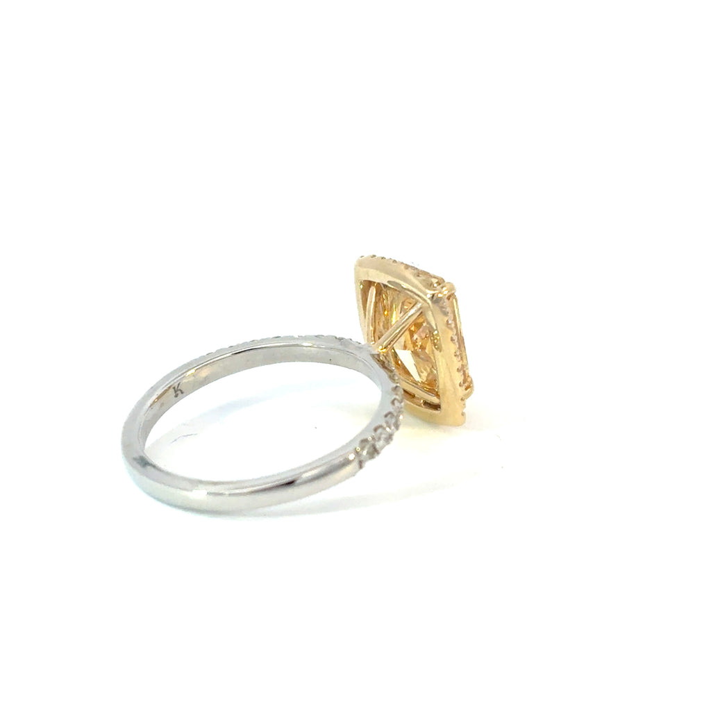 Yellow Emerald Cut Diamond Engagement Ring with Halo