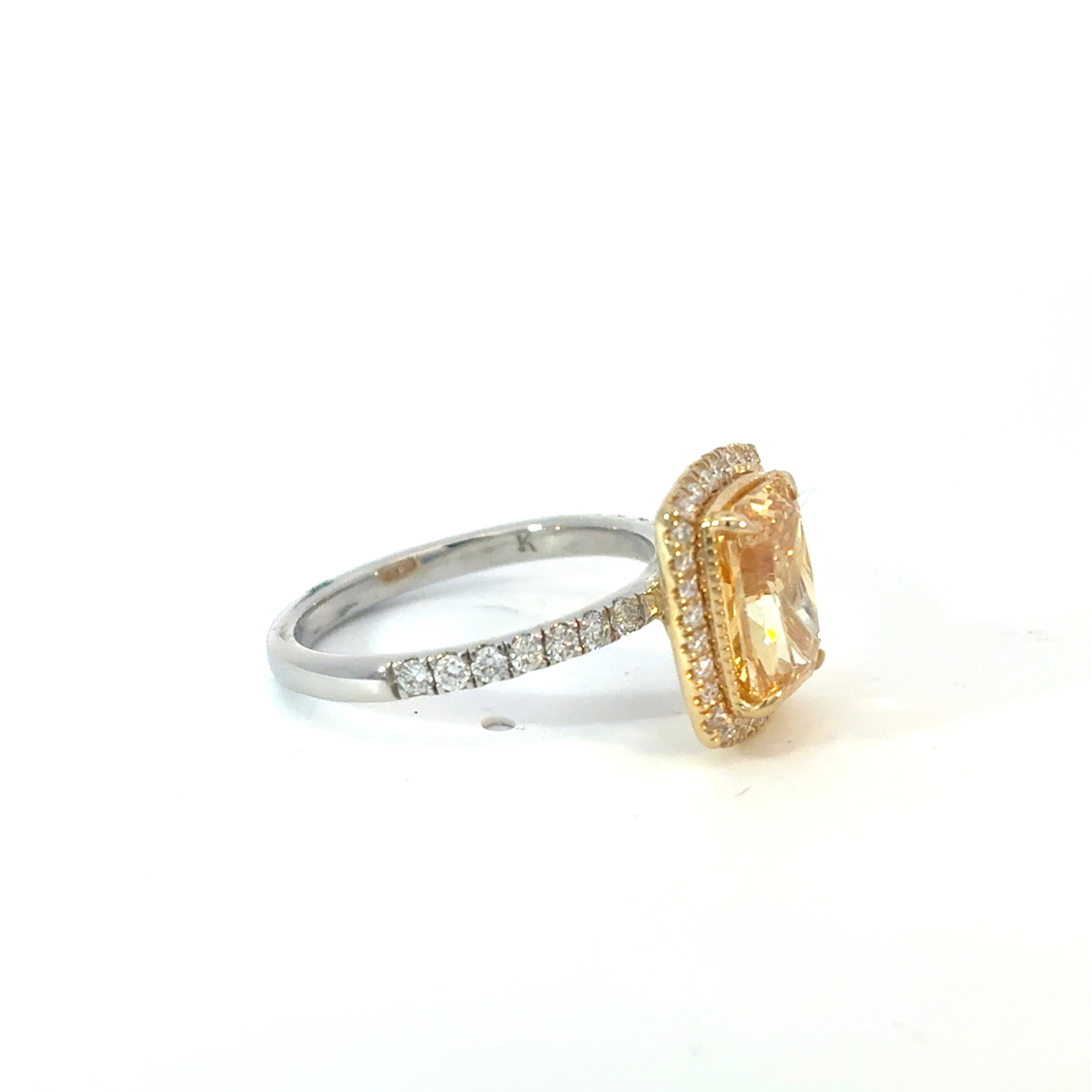 Yellow Emerald Cut Diamond Engagement Ring with Halo