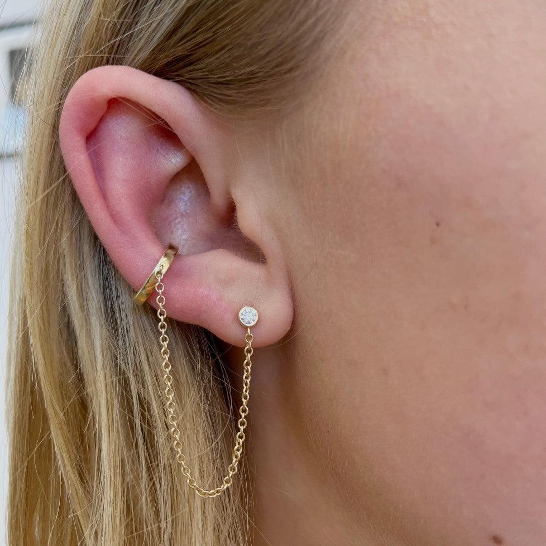 Ear Cuff With Diamond Stud - Nashelle
