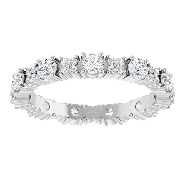 14kwg Floral Diamond Eternity Band