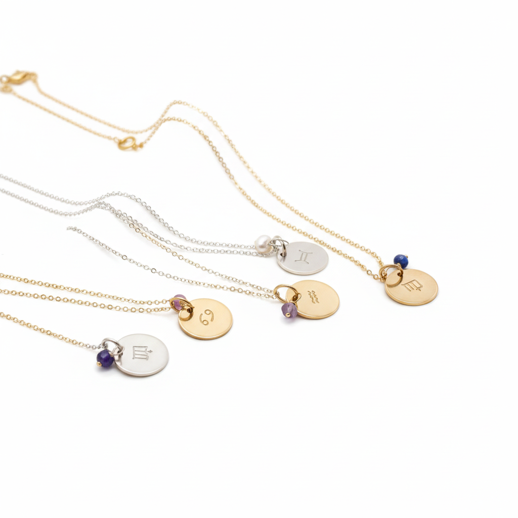 Four-pendant product photo on white background