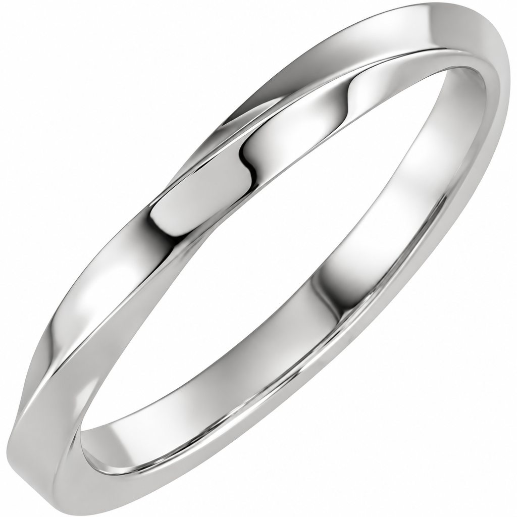 14K white gold Twist Band on a white background