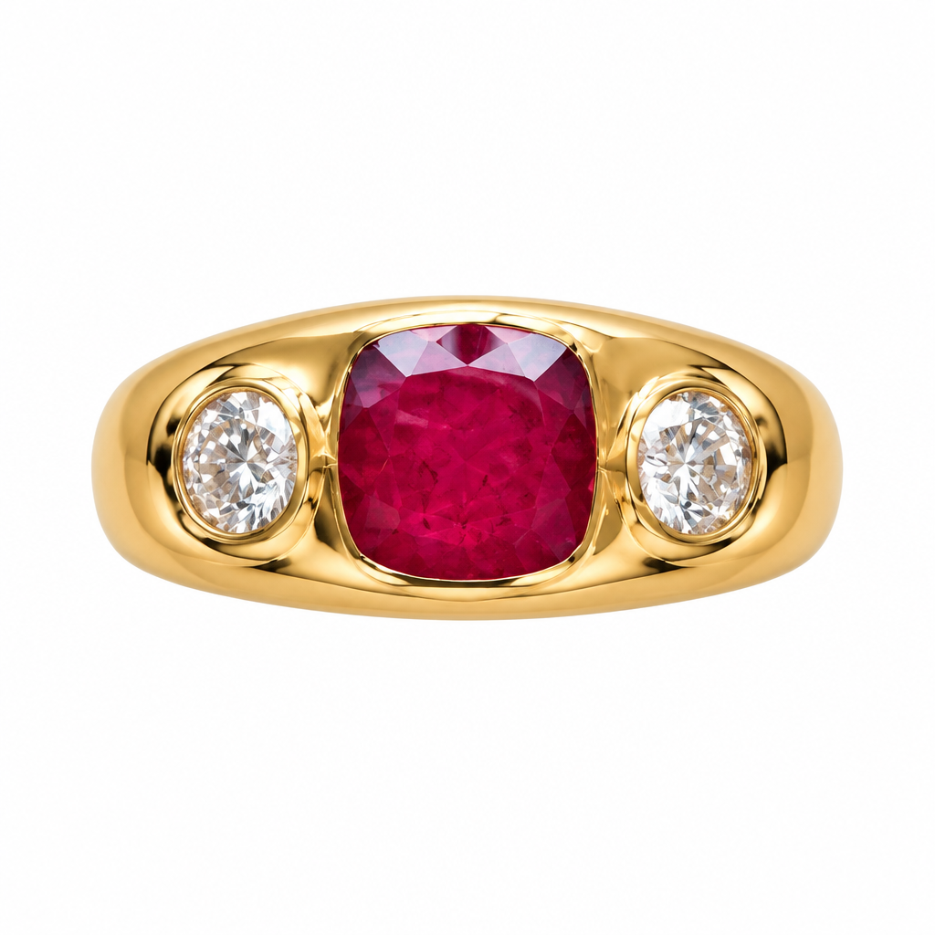 Ruby Ring front view on a white background