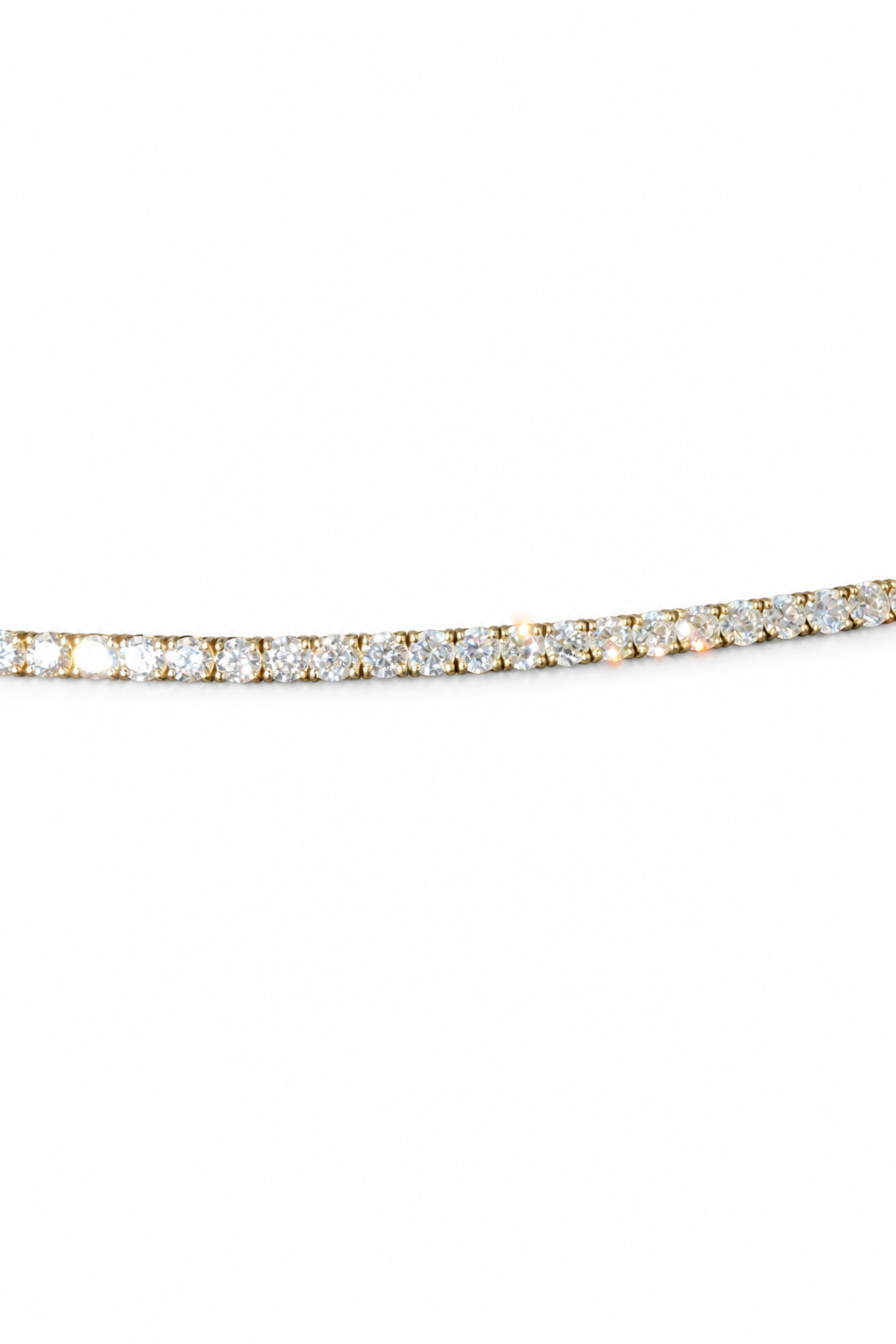 Aurora diamond tennis bracelet detail on white background