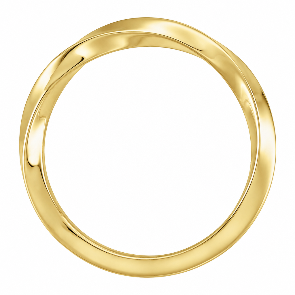 Angled view of the 14K Twist Band on a white background