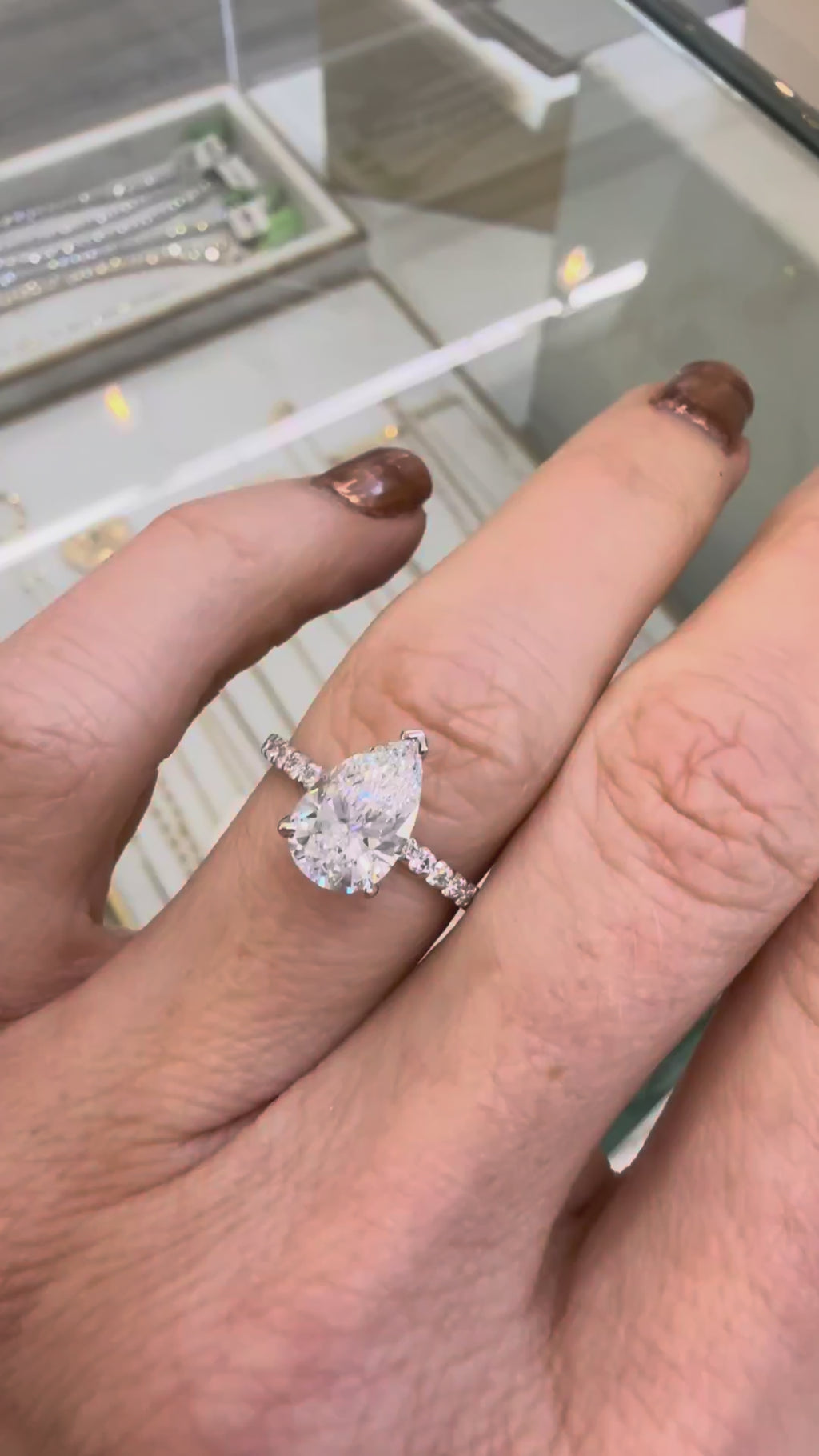 Balanced Pear Cut Diamond Engagement Ring