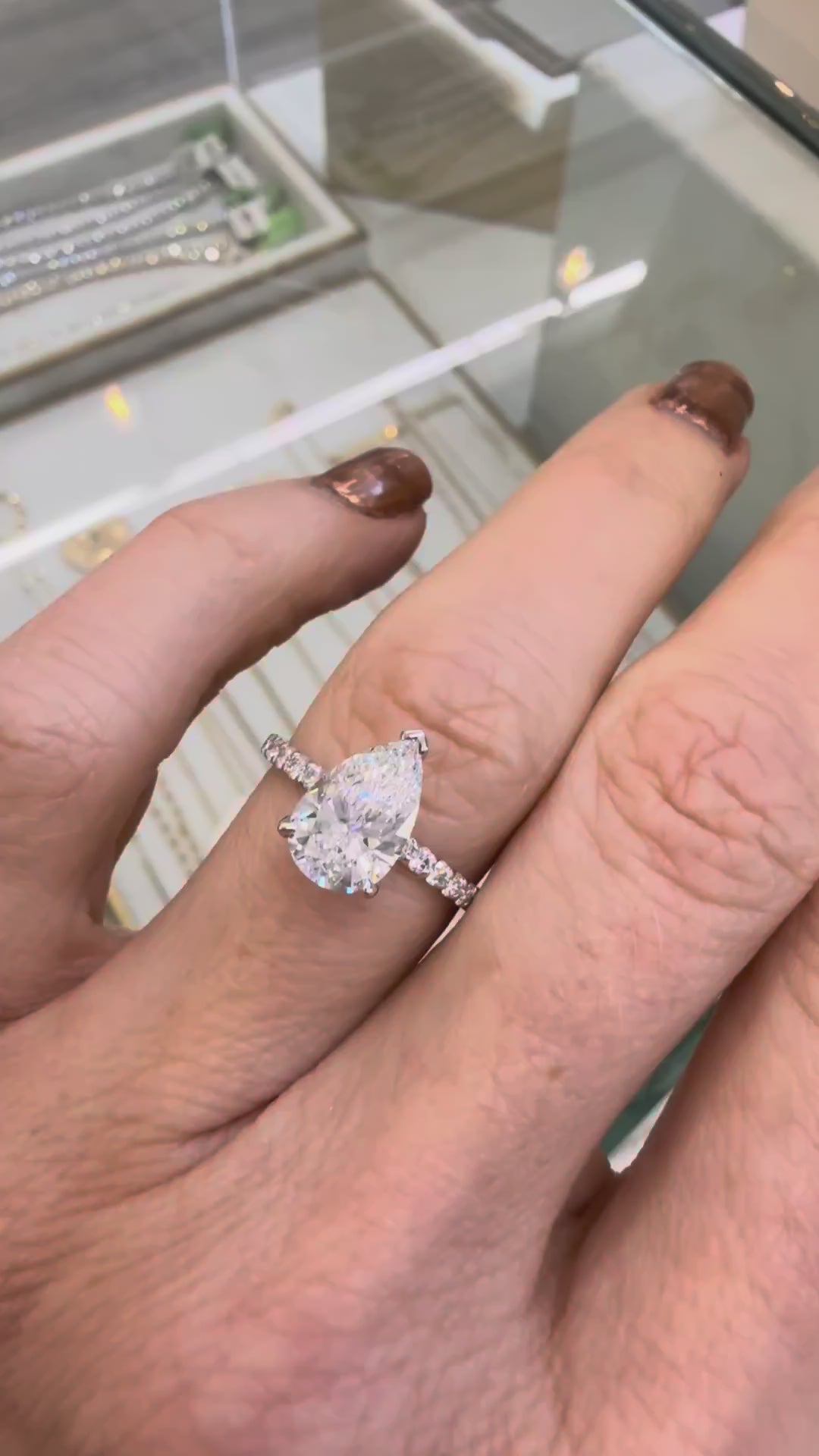 Balanced Pear Cut Diamond Engagement Ring