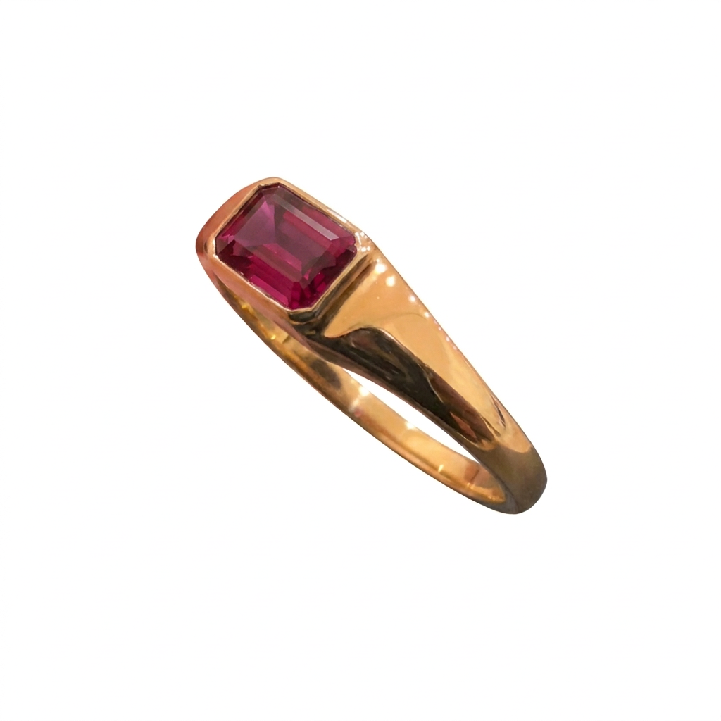 Ruby Signet Ring with a subtle ruby touch-up