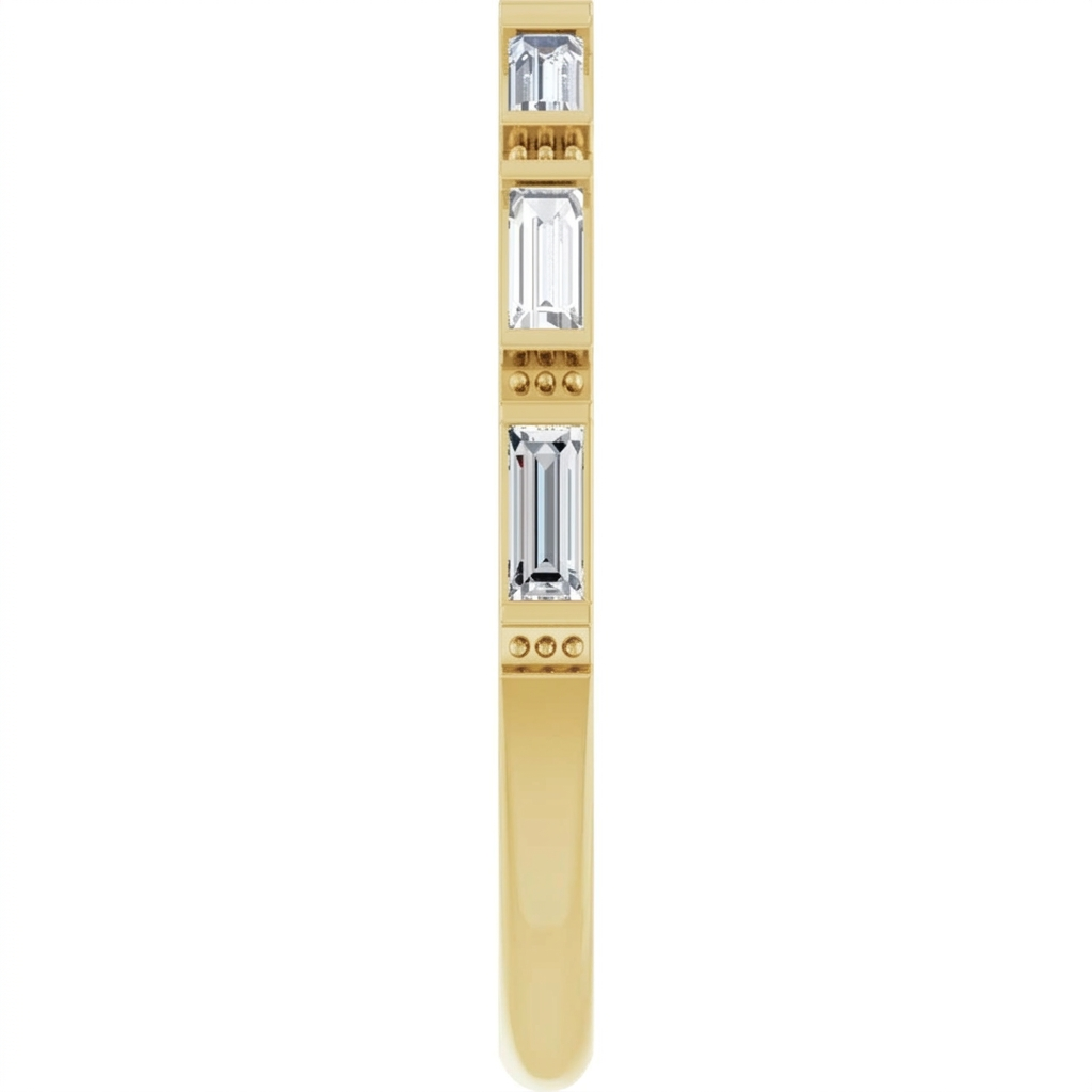Embellished Baguette Anniversary Band in yellow gold with baguette lab-grown diamonds, Side-profile catalogue preview
