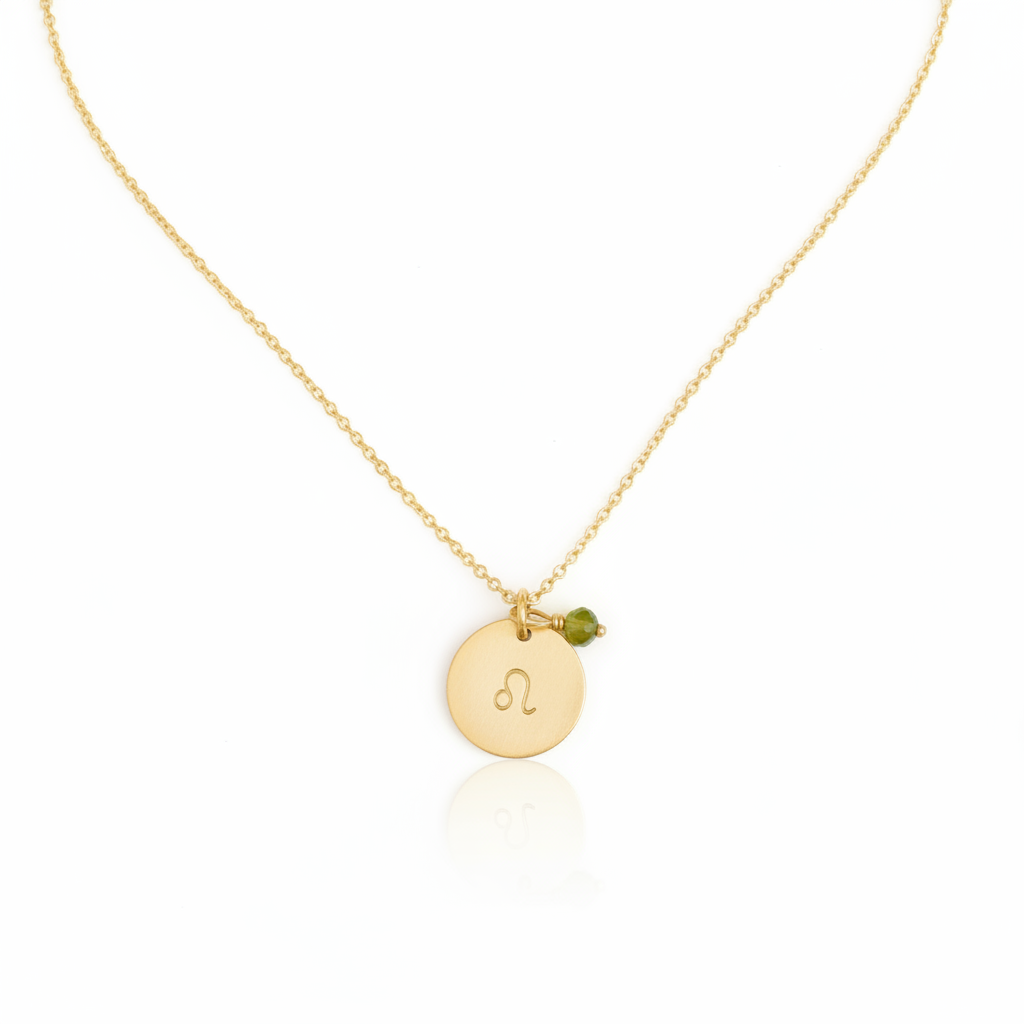 Zodiac Mini Coin Necklace on a white background