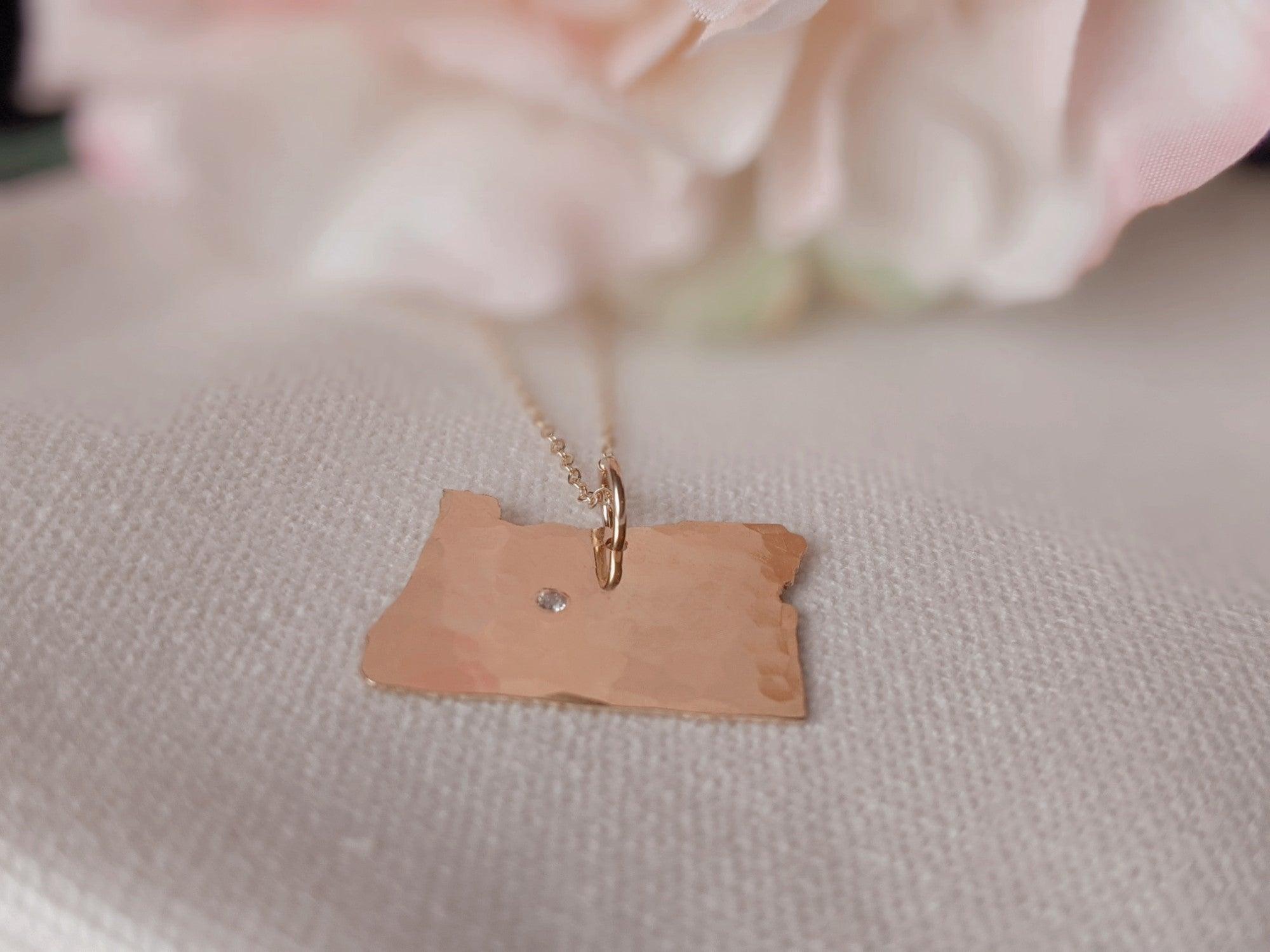 State Charm Necklace with Diamond - Nashelle