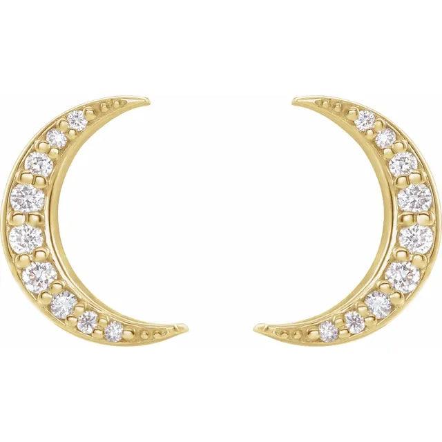 Diamond Crescent Moon Studs - Nashelle