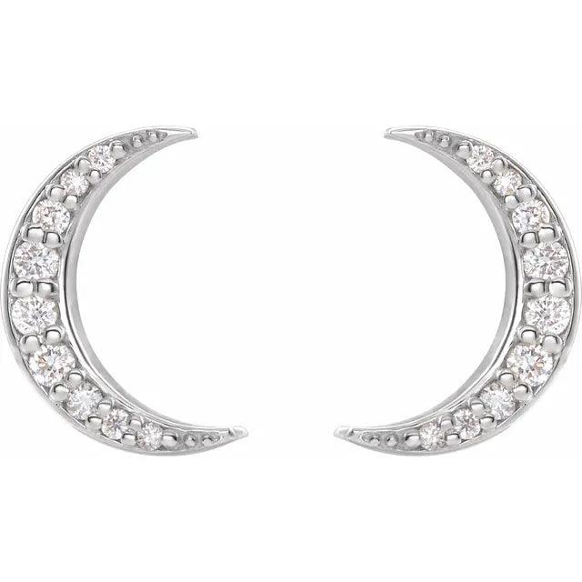 Diamond Crescent Moon Studs - Nashelle